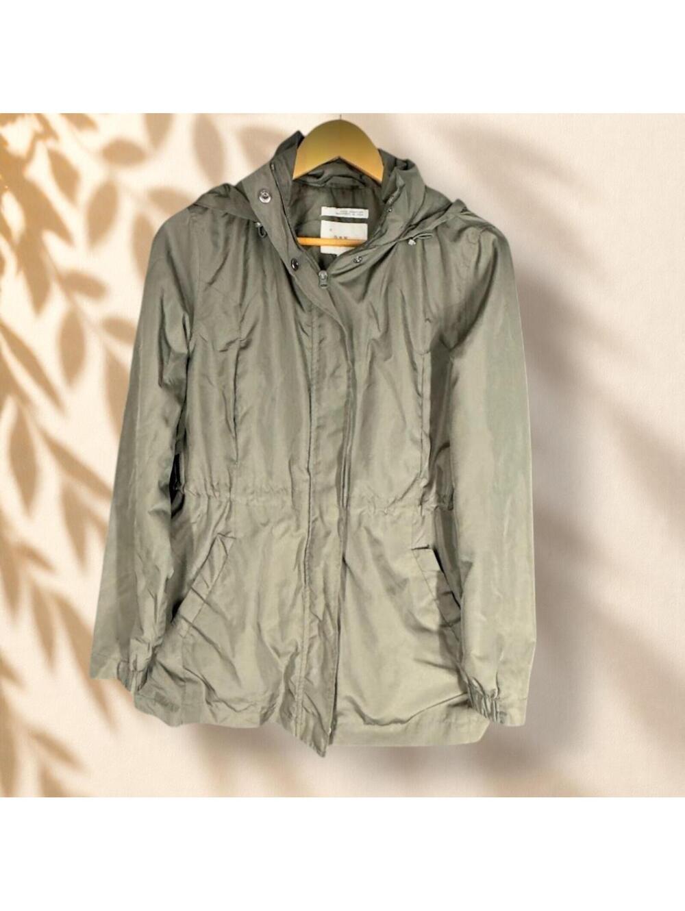 A New Day Jacket Women S Small Gray Full Zip Hooded Long Sleeve Pockets Lined